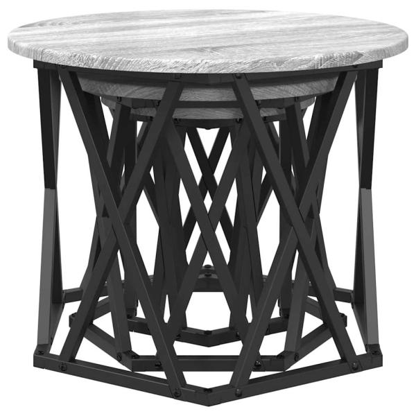 Stapelbare Beistelltische 3 Stück Grauer Sonoma Holzwerkstoff