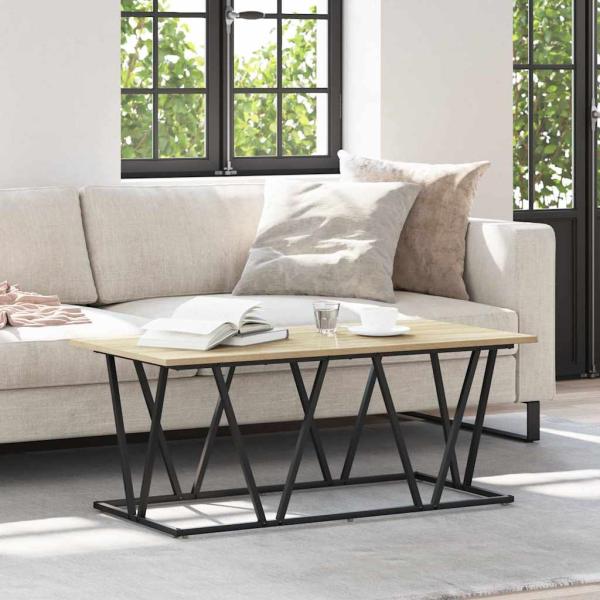 ARDEBO.de - Couchtisch Sonoma Eiche 100x50x40 cm aus Holzwerkstoff und Metall