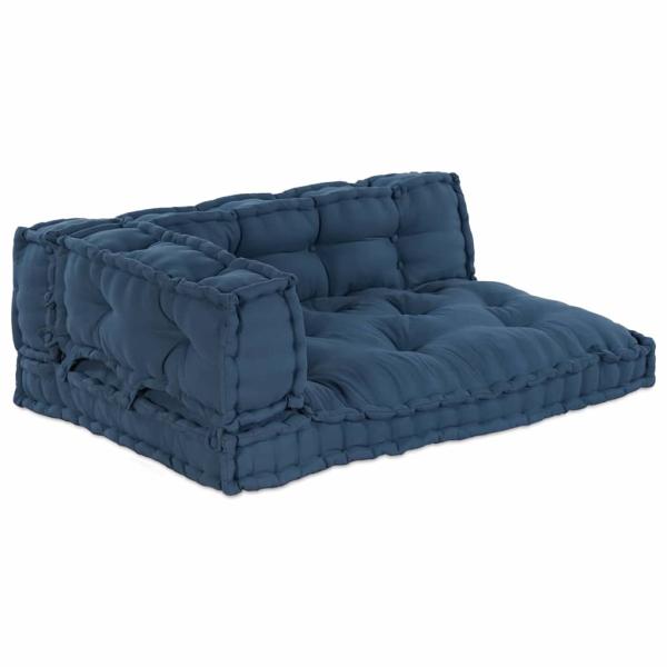 ARDEBO.de - Pallet Sofa Kissen mit Arm- und Rückenstütze - Blaues Stoff