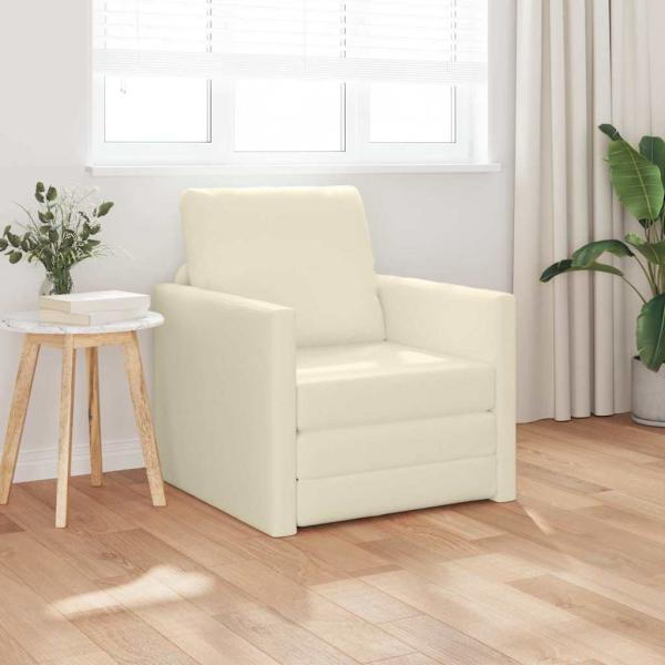 ARDEBO.de - Schlafsofa 2-in-1 Creme 74x77x81 cm Kunstleder
