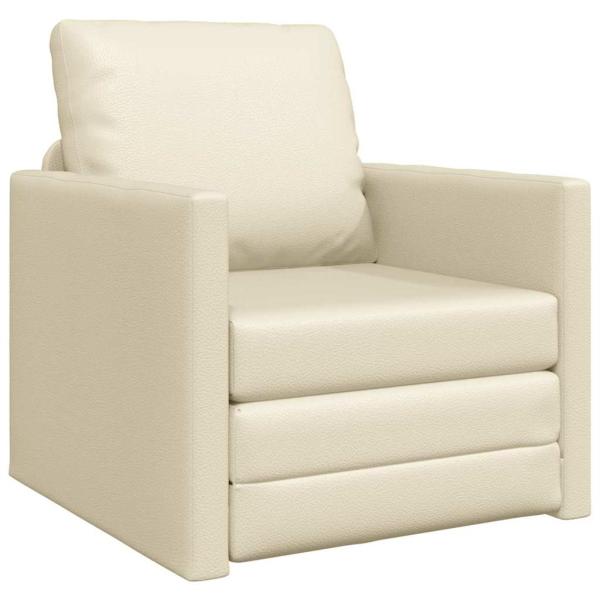 Schlafsofa 2-in-1 Creme 74x77x81 cm Kunstleder