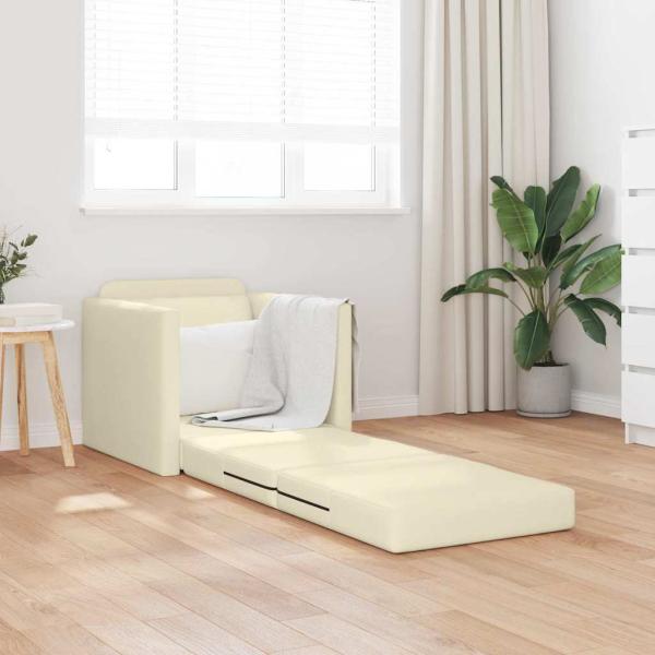 Schlafsofa 2-in-1 Creme 74x77x81 cm Kunstleder