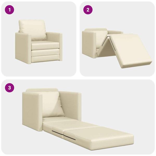 Schlafsofa 2-in-1 Creme 74x77x81 cm Kunstleder