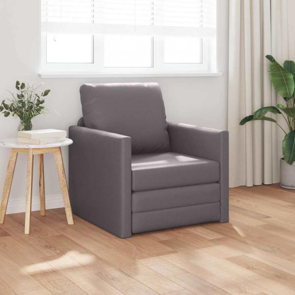 ARDEBO.de - Boden Sofa Bett 2-in-1 Grau 74x77x81 cm Kunstleder