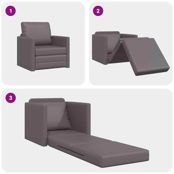 Boden Sofa Bett 2-in-1 Grau 74x77x81 cm Kunstleder