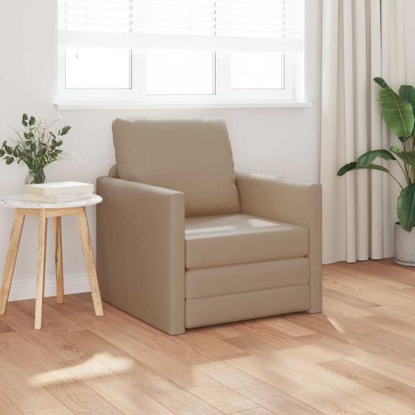ARDEBO.de - Sofa-Bett 2-in-1 Cappuccino 74x77x81 cm Kunstleder