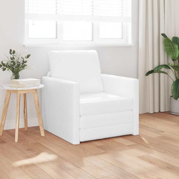 ARDEBO.de - Boden-Sofa-Bett 2-in-1 Weiß 74x77x81 cm Kunstleder