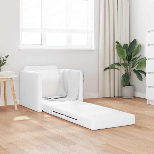 Boden-Sofa-Bett 2-in-1 Weiß 74x77x81 cm Kunstleder