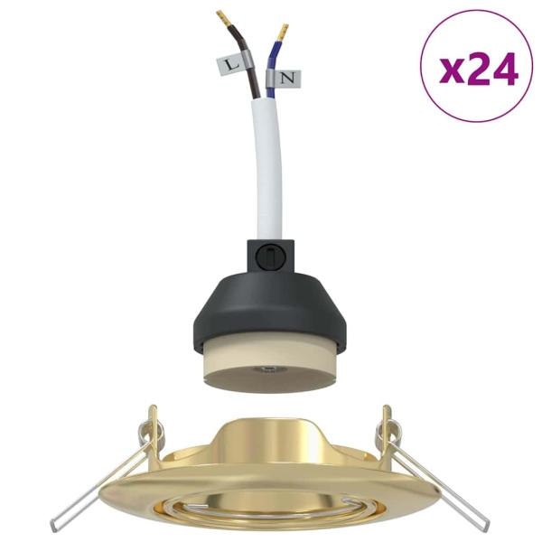Eingebaute Spots 24 Stück Rund GU10 Gold Ø90 mm Stahl