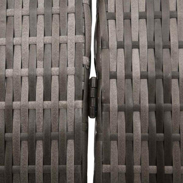 Raumteiler 3 Panels Faltbar Grau 147x180 cm Poly Rattan