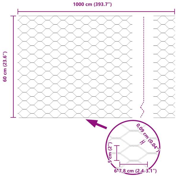 Sechseckzaun Grün 0.6x10 m Stahl