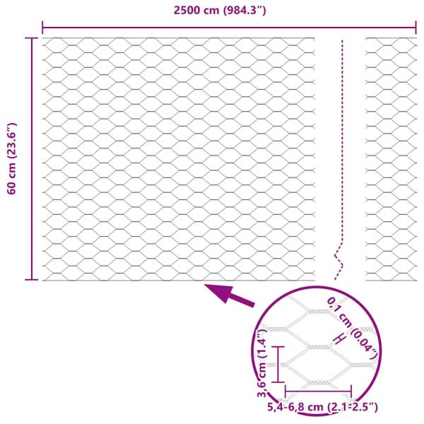 Sechseckzaun Grün 0.6x25 m Stahl