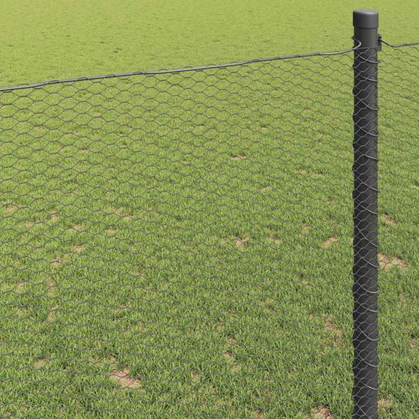 Sechseckgeflechtzaun 1,4 x 25 m PVC Grau