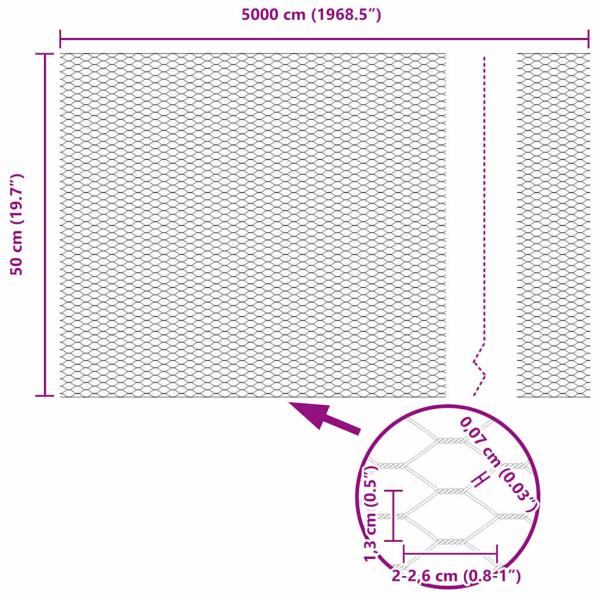 Sechseckzaun Grau 0.5x50 m Stahl