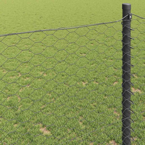 Sechseckzaun Grau 0.6x50 m Stahl