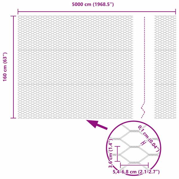 Sechseckzaun Grau 1.6x50 m Stahl