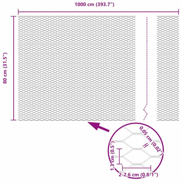 Sechseckzaun 0.8x10 m verzinkter Stahl