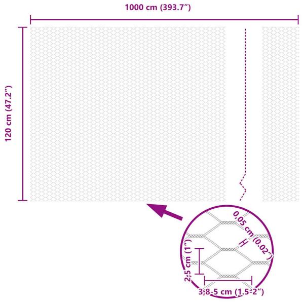 Sechseckzaun 1.2x10 m verzinkter Stahl
