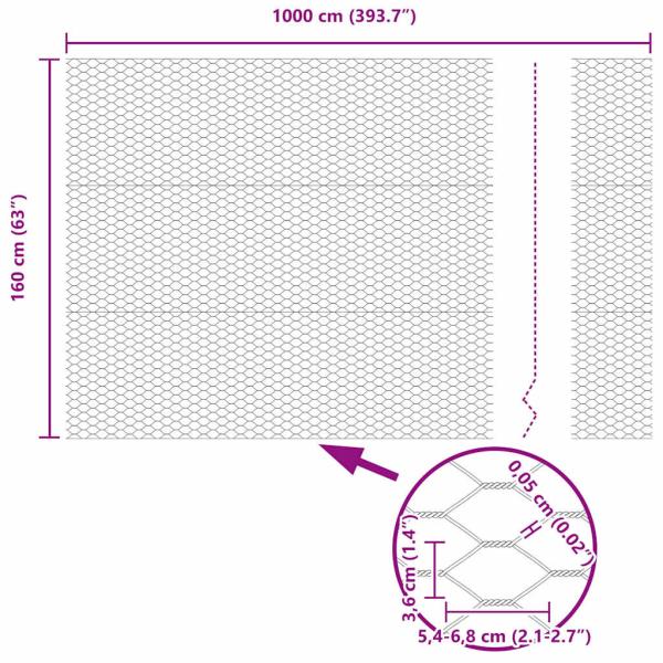 Sechseckzaun 1.6x10 m Verzinkter Stahl