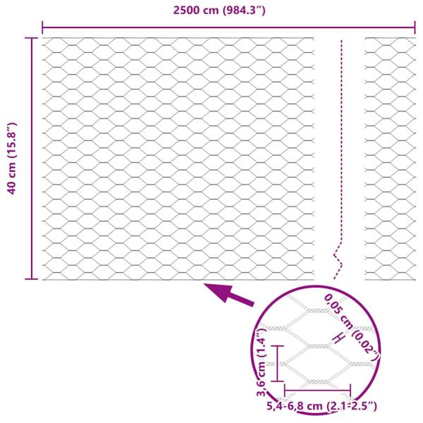 Sechseckzaun 0.4x25 m Feuerverzinkter Stahl