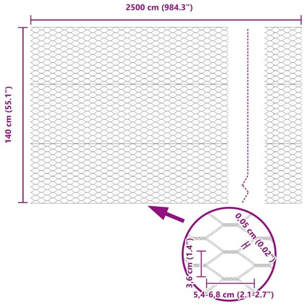 Sechseckzaun 1.4x25 m Verzinkter Stahl