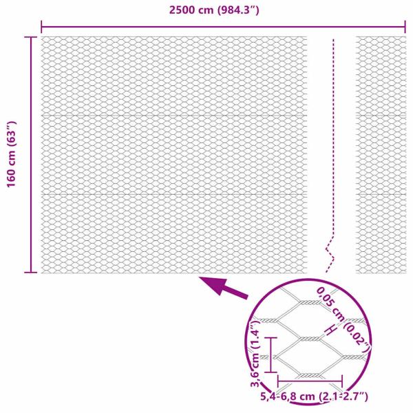 Hexagonzaun 1.6x25 m Verzinkter Stahl