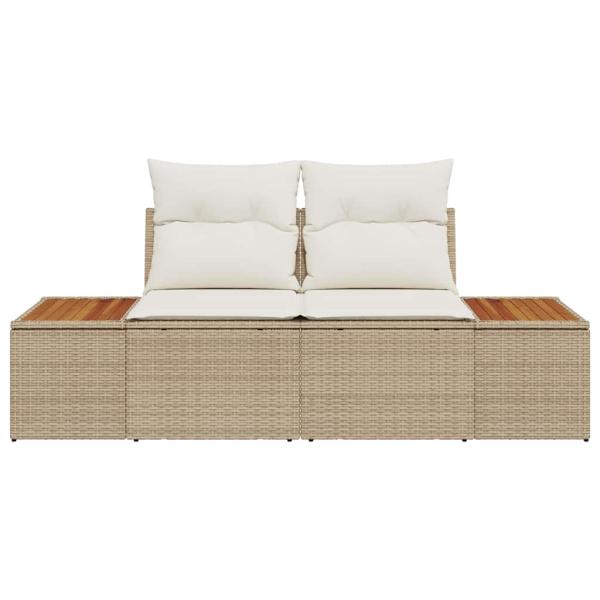 2-Sitzer Garten-Sofa mit Kissen Beige Poly Rattan