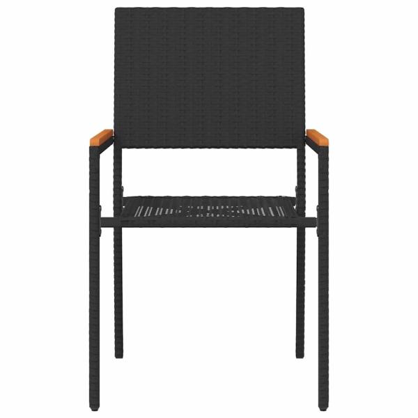 Stapelbare Gartenstühle mit Kissen - 2-Teiliges Set in Schwarz Poly Rattan