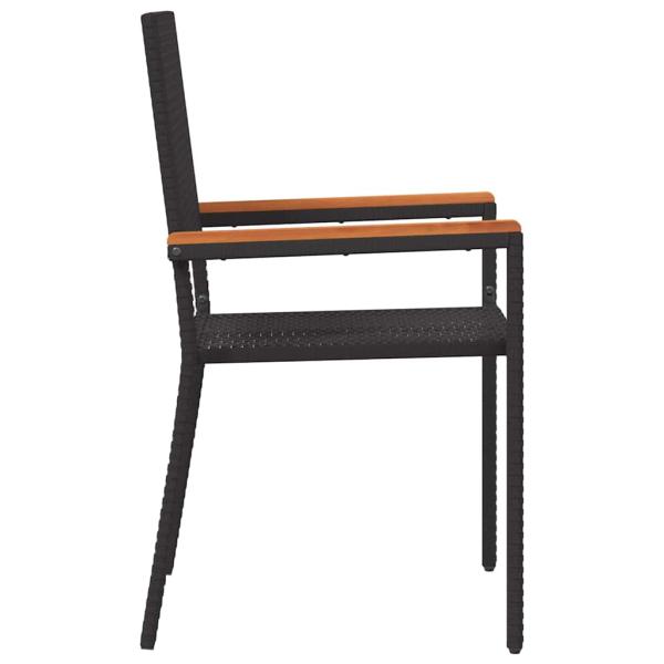 Stapelbare Gartenstühle mit Kissen - 2-Teiliges Set in Schwarz Poly Rattan