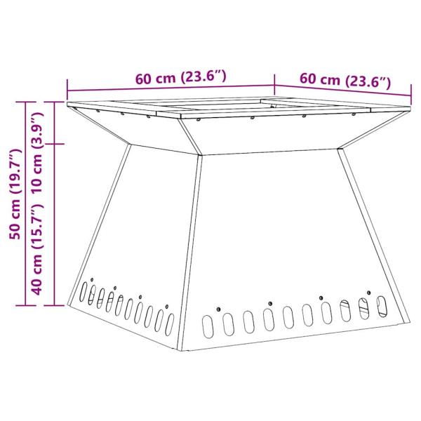 Feuerstelle Schwarz 60x60x50 cm Stahl