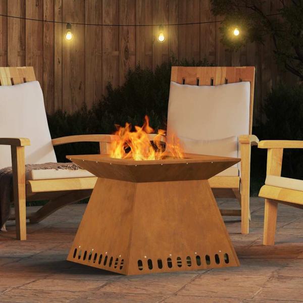 Feuerstelle 60x60x50 cm Verwitterter Stahl