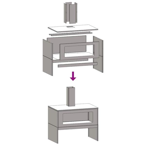 Feuerstelle mit Schornstein 80x50x96 cm Wetterstahl