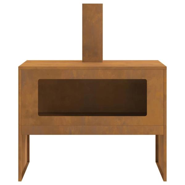 Feuerstelle mit Schornstein 80x50x96 cm Wetterstahl