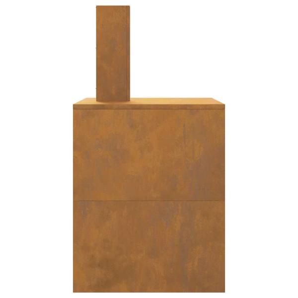 Feuerstelle mit Schornstein 80x50x96 cm Wetterstahl