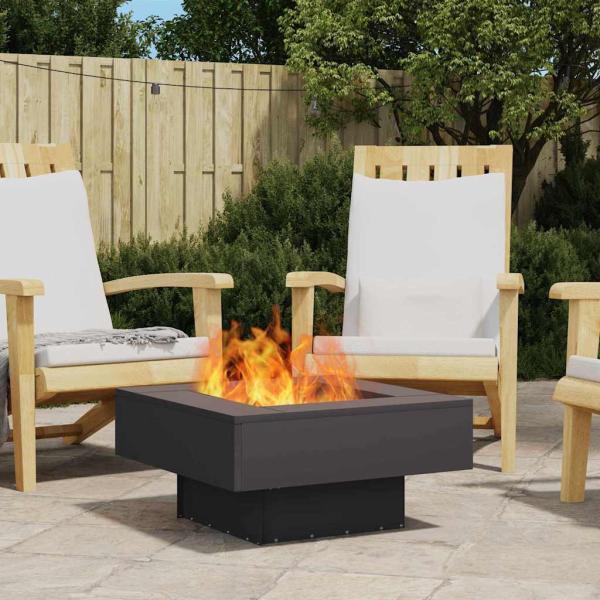 ARDEBO.de - Feuerstelle Quadrat Schwarz 60x60x30 cm Stahl