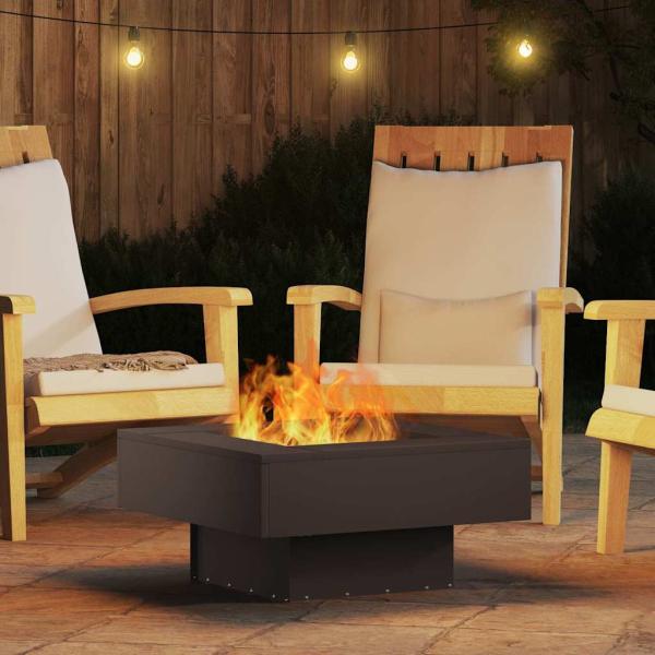 Feuerstelle Quadrat Schwarz 60x60x30 cm Stahl
