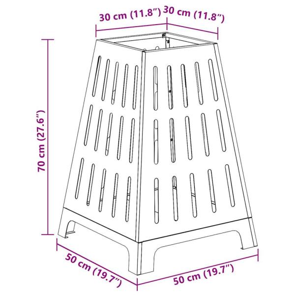 Quadratische Feuerstelle Schwarz 50x50x70 cm Stahl