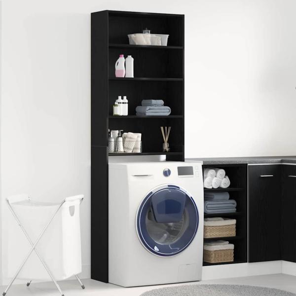 ARDEBO.de - Waschmaschinen-Schrank Schwarz-Eiche 64x24x190 cm MDF