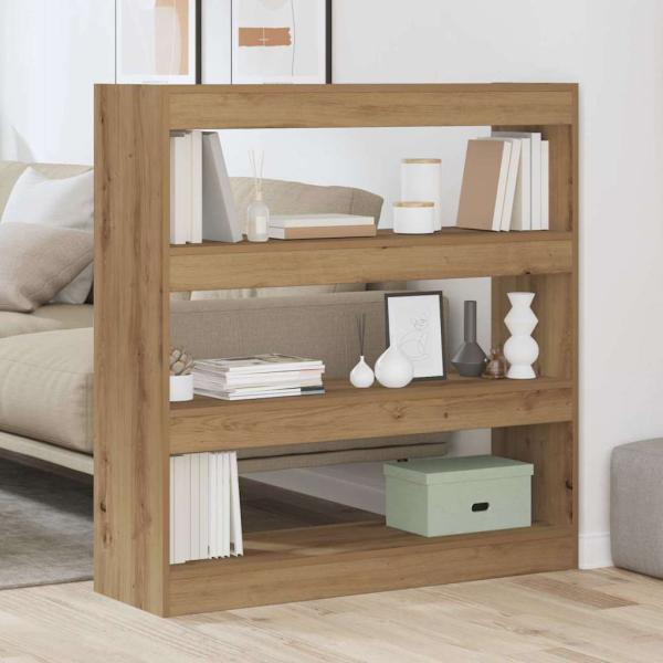 Bücherregal/Raumteiler in handwerklicher Eiche - 100x30x103cm, aus Holzwerkstoff