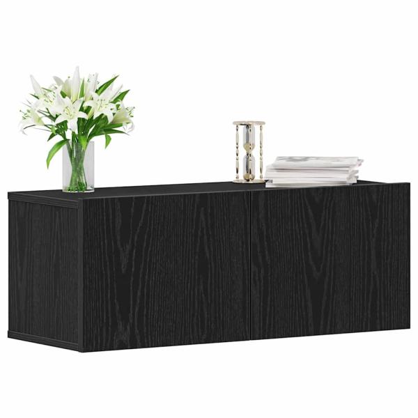 TV-Wandschränke (Set mit 2) - Schwarze Eiche, 80x30x30 cm, aus Holzwerkstoff