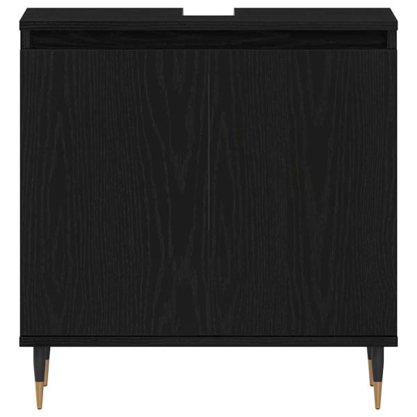 Waschbecken Schrank Schwarz Eiche 58x33x60 cm Holzwerkstoff