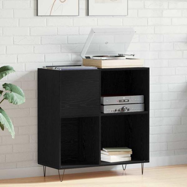 ARDEBO.de - Record Cabinet Schwarz Eiche 84,5x38x90 cm Holzwerkstoff