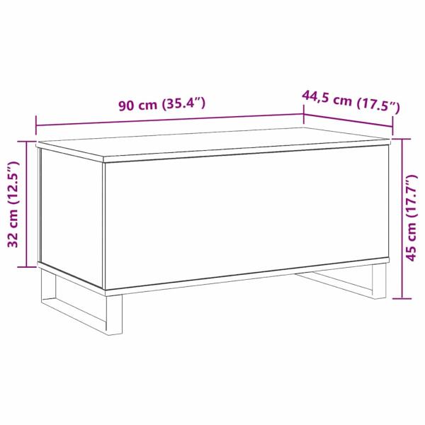 Couchtisch Schwarz Eiche 90x44,5x45 cm Holzwerkstoff