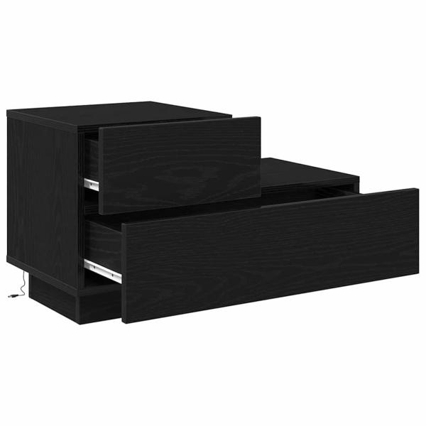 Nachttisch mit LED-Lichtern Schwarz Eiche 70 x 36 x 40,5 cm