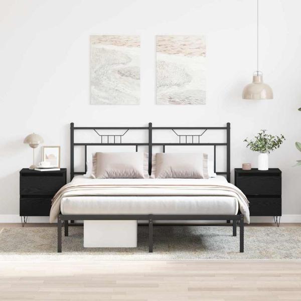 ARDEBO.de - Nachtkabinette 2 Stk. schwarze Eiche 40x35x50 cm Holzwerkstoff