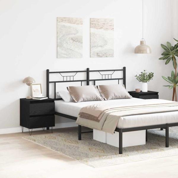 Nachtkabinette 2 Stk. schwarze Eiche 40x35x50 cm Holzwerkstoff