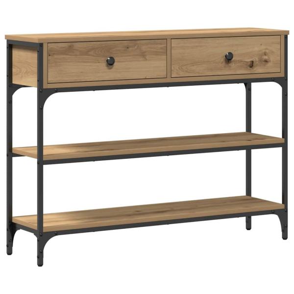 Konsolentisch Eichenholz 100x25x75 cm Holzwerkstoff & Stahl