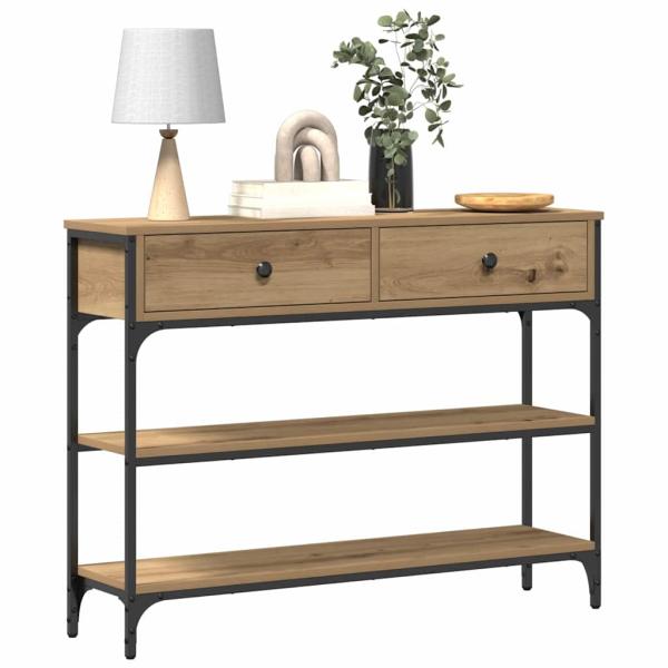 Konsolentisch Eichenholz 100x25x75 cm Holzwerkstoff & Stahl