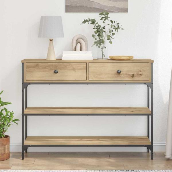 Konsolentisch Eichenholz 100x25x75 cm Holzwerkstoff & Stahl