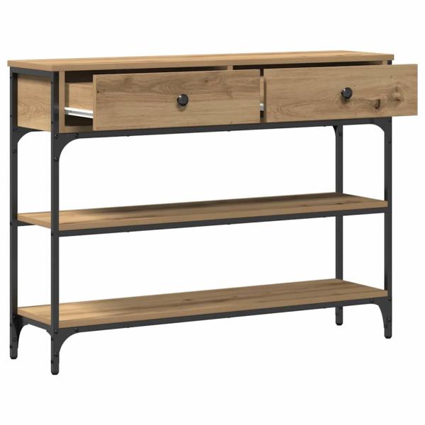 Konsolentisch Eichenholz 100x25x75 cm Holzwerkstoff & Stahl